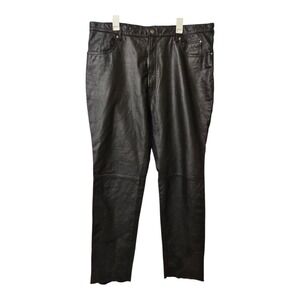 Harley-Davidson‎ Mens Genuine Leather Pants Black Lined Moto Riding Size 42 Vntg